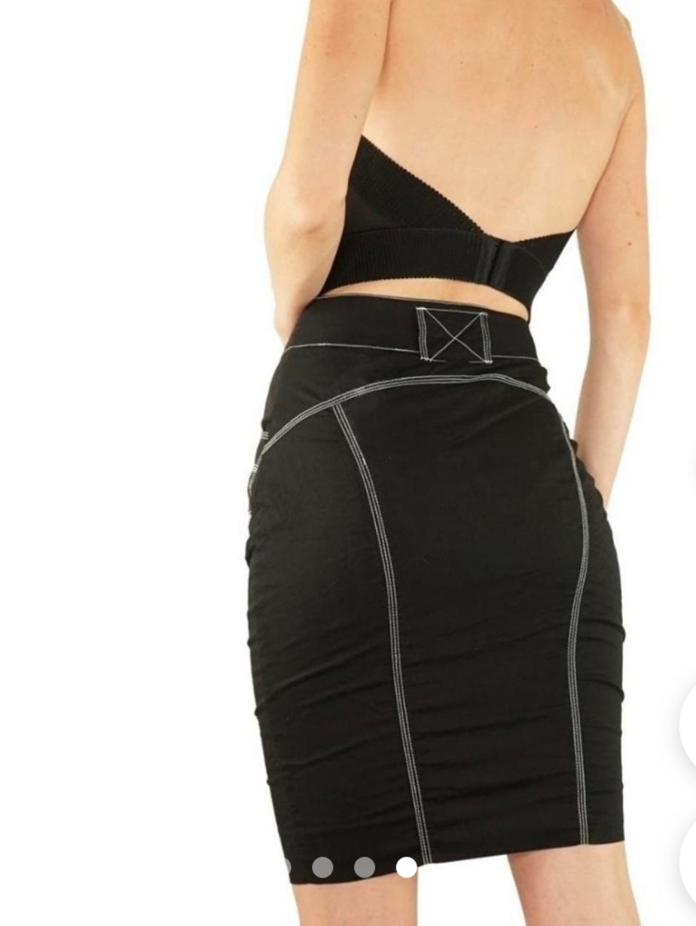 Oh Yes Y2k Contrast Stitch Zipper Pencil Cargo Style Bodycon Skirt - Picture 3 of 6